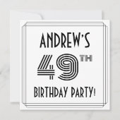 Invitation Art Déco Inspiré 49ème Anniversaire Fête, Nom pers (Devant)