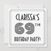 Invitation Art Déco Inspiré 69e fête d'anniversaire, Nom pers (Devant)