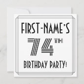 Invitation Art Déco Inspiré 74ème Anniversaire Fête, Nom pers (Devant)