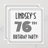 Invitation Art Déco Inspiré 76e fête d'anniversaire, Nom pers (Devant / Derrière)