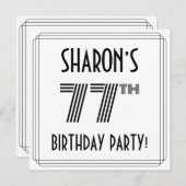 Invitation Art Déco Inspiré 77ème Anniversaire Fête, Nom pers (Devant / Derrière)