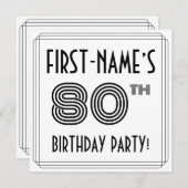 Invitation Art Déco Inspiré 80ème anniversaire fête, Nom pers (Devant / Derrière)