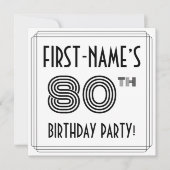 Invitation Art Déco Inspiré 80ème anniversaire fête, Nom pers (Devant)