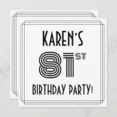 Invitation Art Déco Inspiré 81ème Anniversaire Fête, Nom pers (Devant / Derrière)
