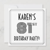 Invitation Art Déco Inspiré 81ème Anniversaire Fête, Nom pers (Devant)