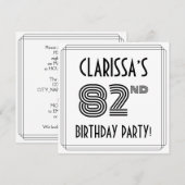 Invitation Art Déco Inspiré 82e fête d'anniversaire, Nom pers (Devant / Derrière)