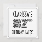 Invitation Art Déco Inspiré 82e fête d'anniversaire, Nom pers (Devant)