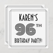 Invitation Art Déco Inspiré 96ème Anniversaire Fête, Nom pers (Devant / Derrière)