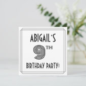 Invitation Art Déco Inspiré 9e fête d'anniversaire, Nom perso (Debout devant)