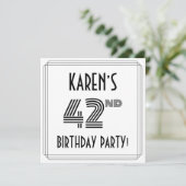 Invitation Art Deco Inspired 42nd Birthday Party, Custom Name (Debout devant)