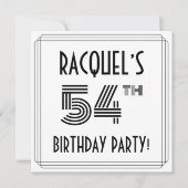 Invitation Art Déco Inspirée 54ème anniversaire fête, Nom per (Devant)