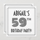 Invitation Art Déco Inspirée 59ème Anniversaire Fête, Nom per (Devant / Derrière)