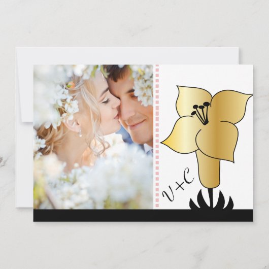 Invitation Art Déco Lily Typographie moderne Mariage Invitati (Dos)