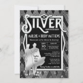 Invitation Art Déco Mariage de l'argent Gatsby (Devant)