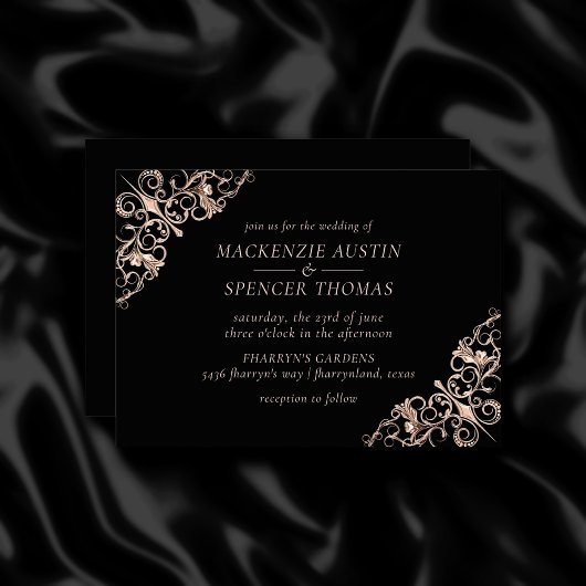 Invitation Art déco | Mariage de nouveau cuivre noir