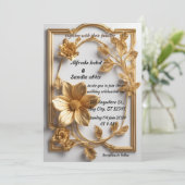 Invitation Art Déco Mariage Diamant blanc et or huile (Debout devant)