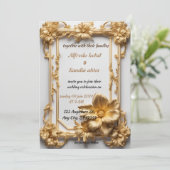 Invitation Art Déco Mariage Diamant blanc et or huile (Debout devant)