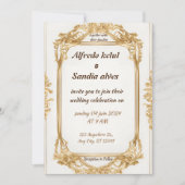 Invitation Art Déco Mariage Diamant blanc et or huile (Devant)