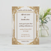 Invitation Art Déco Mariage Diamant blanc et or huile (Debout devant)