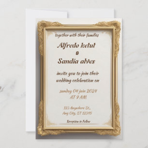Invitation Art Déco Mariage Diamant blanc et or huile