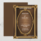 Invitation Art Déco Mariage Diamond brun et or huile (Devant / Derrière)