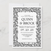 Invitation Art Déco Mariage Foliing noir et blanc (Devant)