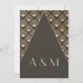 Invitation Art Déco Mariage Gold Roaring Twenties Monogramme (Dos)
