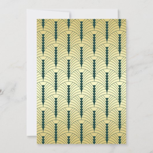 Invitation Art Déco Mariage Great Gatsby Elegant Gold Green (Dos)