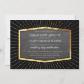 Invitation ART DÉCO MARIAGE INVITER or sunburst tableau noir (Devant)