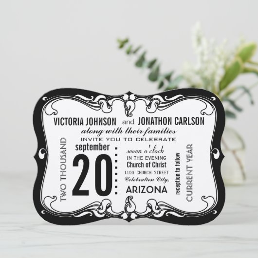 Invitation Art déco Mariage moderne (Debout devant)