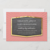 Invitation ART DECO MARIAGE or sunburst chalkboard corail (Devant)