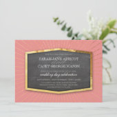 Invitation ART DECO MARIAGE or sunburst chalkboard corail (Debout devant)