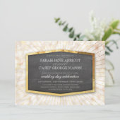 Invitation ART DECO MARIAGE or sunburst gray bokeh crème (Debout devant)