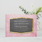 Invitation ART DECO MARIAGE or sunburst gris bokeh rose (Debout devant)