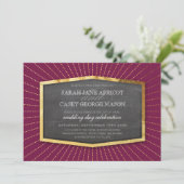 Invitation ART DECO MARIAGE or sunburst gris crème de cannebe (Debout devant)