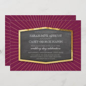 Invitation ART DECO MARIAGE or sunburst gris crème de cannebe (Devant / Derrière)