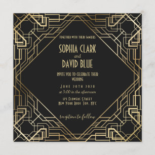 Invitation Art déco Mariage Vintage années 20