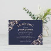 Invitation Art déco Marine bleu et bleu | Géométrique (Debout devant)