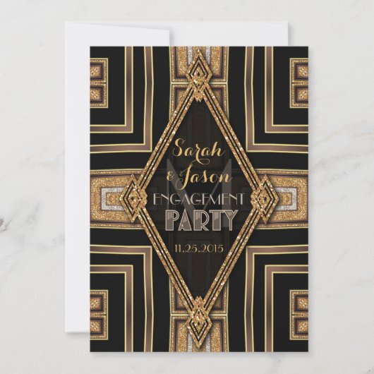 Invitation Art Déco Modern Black Gold Party (Devant)