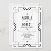 Invitation Art déco moderne Cadre noir Mariage blanc (Devant)