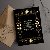 Invitation Art déco moderne Mariage noir et or