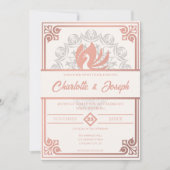 Invitation Art déco moderne Swan Blush Rose rose Mariage (Devant)