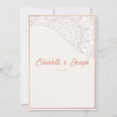 Invitation Art déco moderne Swan Blush Rose rose Mariage (Dos)