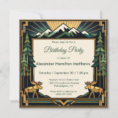 Invitation Art Deco Mountain Forest Birthday Party (Devant)