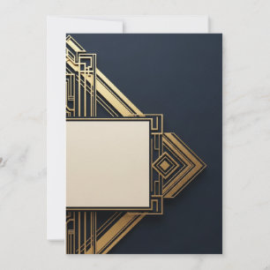 Invitation Art-Déco Navy et Or