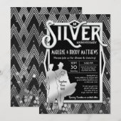 Invitation Art Déco Noces d'Argent Anniversaire de Mariage Ga (Devant / Derrière)