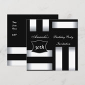 Invitation Art Déco Noir Blanc 30e Anniversaire Fê (Devant / Derrière)
