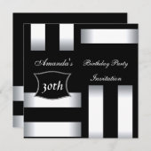 Invitation Art Déco Noir Blanc 30e Anniversaire Pa (Devant / Derrière)