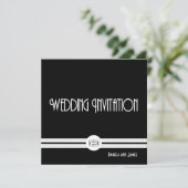 Invitation Art Déco Noir Chic noir et blanc Mariage formel (Debout devant)
