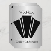 Invitation Art Déco Noir Et Blanc Mariage Argent (Devant / Derrière)